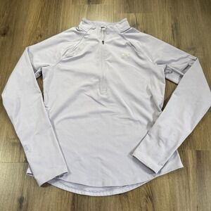 Under Armour HeatGear Fitted 1/4 Zip Pullover Shirt Women's Medium Purple Logo